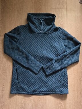 RBX Quilted Funnel Neck Pullover in Dark Teal